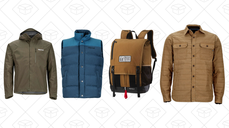 Marmot Minimalist Jacket, $150 | Marmot Fordham Down Vest, $150 | Marmot Portola Canvas Backpack, $68 | Marmot Muir Insulated Flannel, $82
